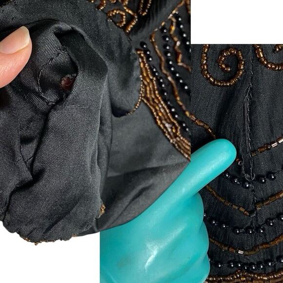 VTG Papell Boutique Silk Beaded Top Womens L Retro Glam‎ Formal Whimsigoth Party - Picture 7 of 10